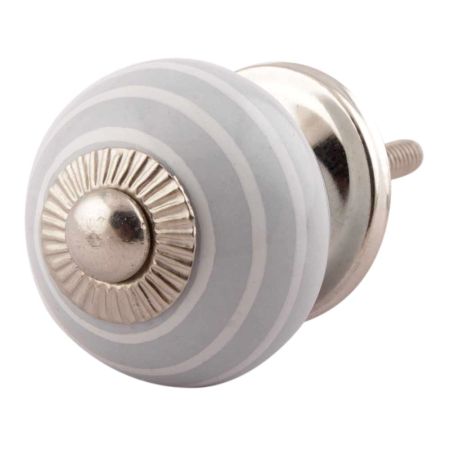 Grey Striped Small Ceramic Drawer Knobs